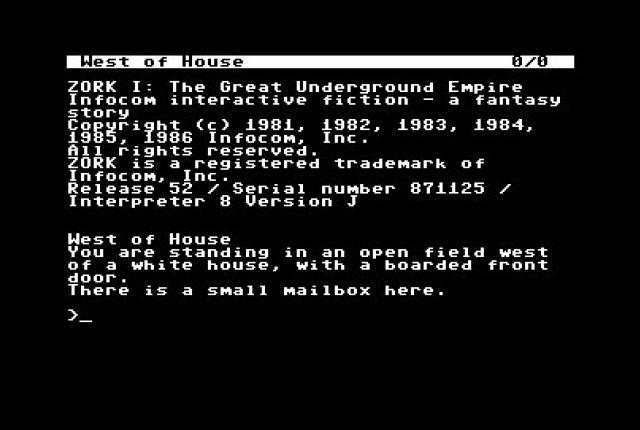 Типичная парсерная игра (Zork).