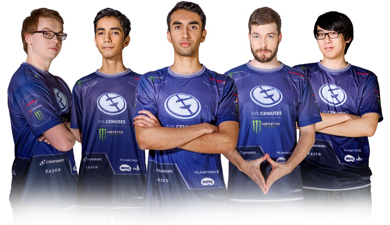 Evil Geniuses во всей своей чемпионской красе. Слева направо: PPD, Suma1L, Universe, Fear< Aui_2000.