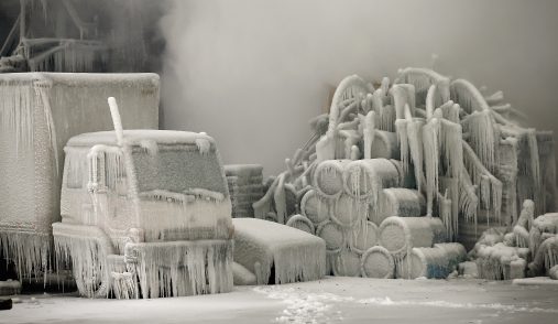 barrels freeze over in Chicago