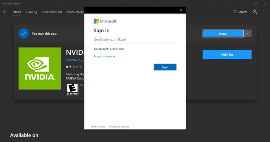 Как скачать Панель управления NVIDIA, минуя Microsoft Store